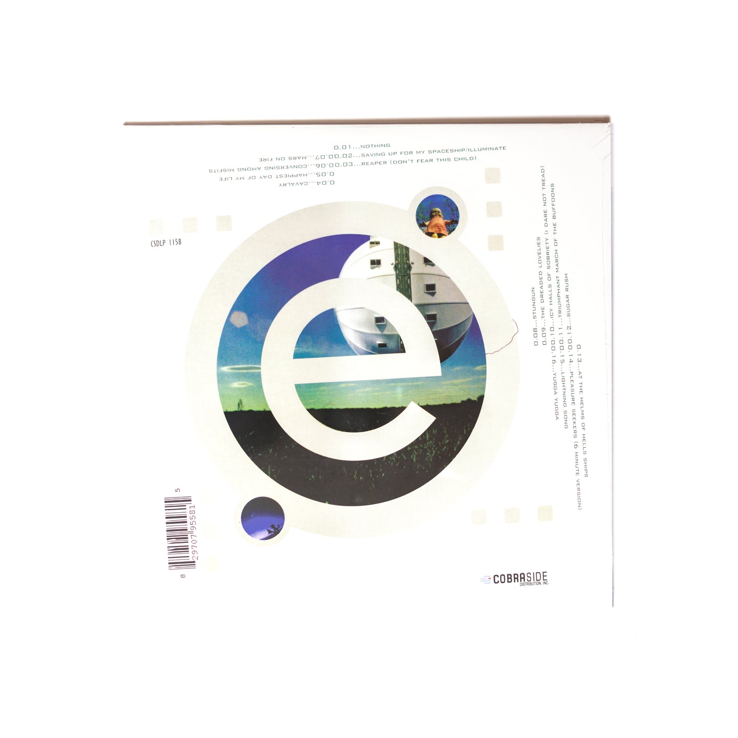 Back cover of Earthlings? LP with tracklist, band photo, and credits set against a starry night desert landscape.