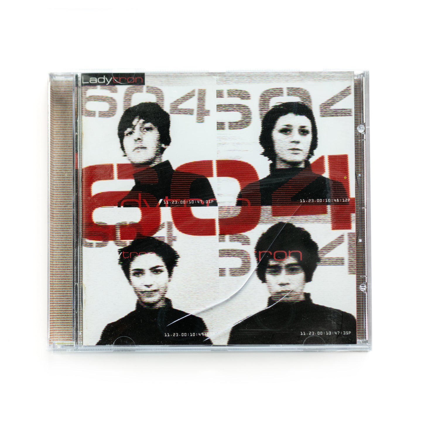 Front cover of Ladytron 604 CD featuring minimalist, abstract artwork with bold typeface, 2001 debut album from British electro-pop pioneers, includes tracks like 'Seventeen' and 'Playgirl,' electroclash and synth-pop.