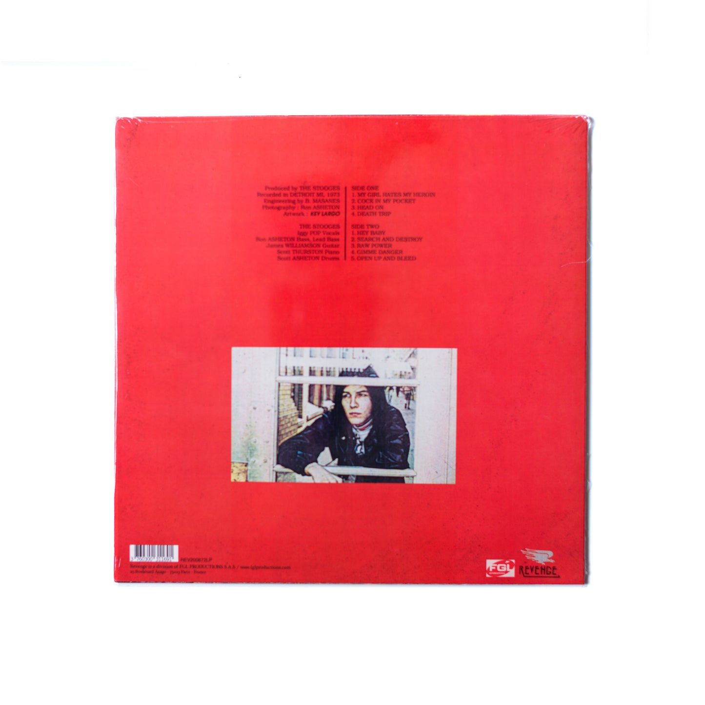 Back cover of My Girl Hates My Heroin 2019 French reissue LP showing tracklist, album credits, and reissue.