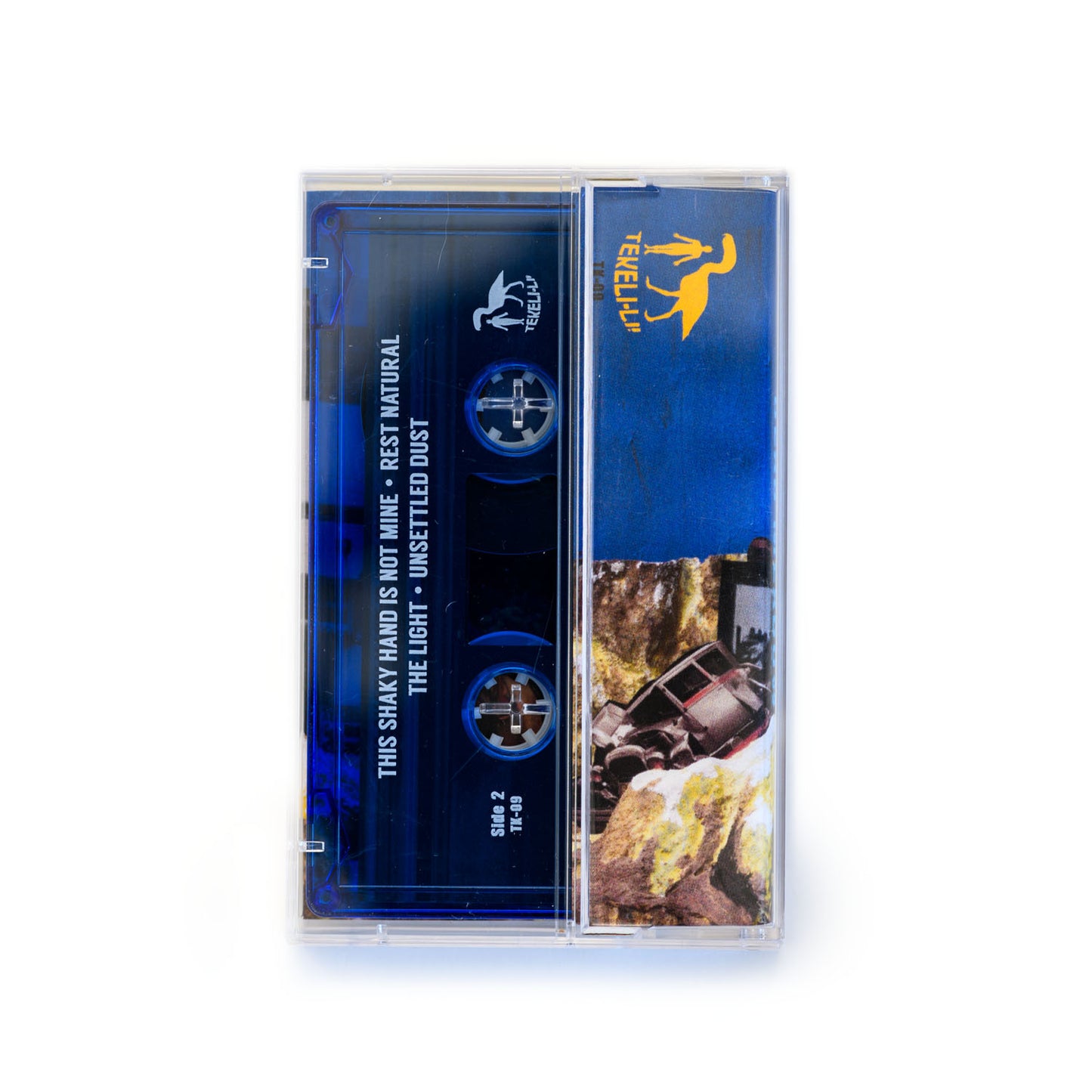 Back side of Dead Meadow The Nothing They Need translucent blue cassette tape.