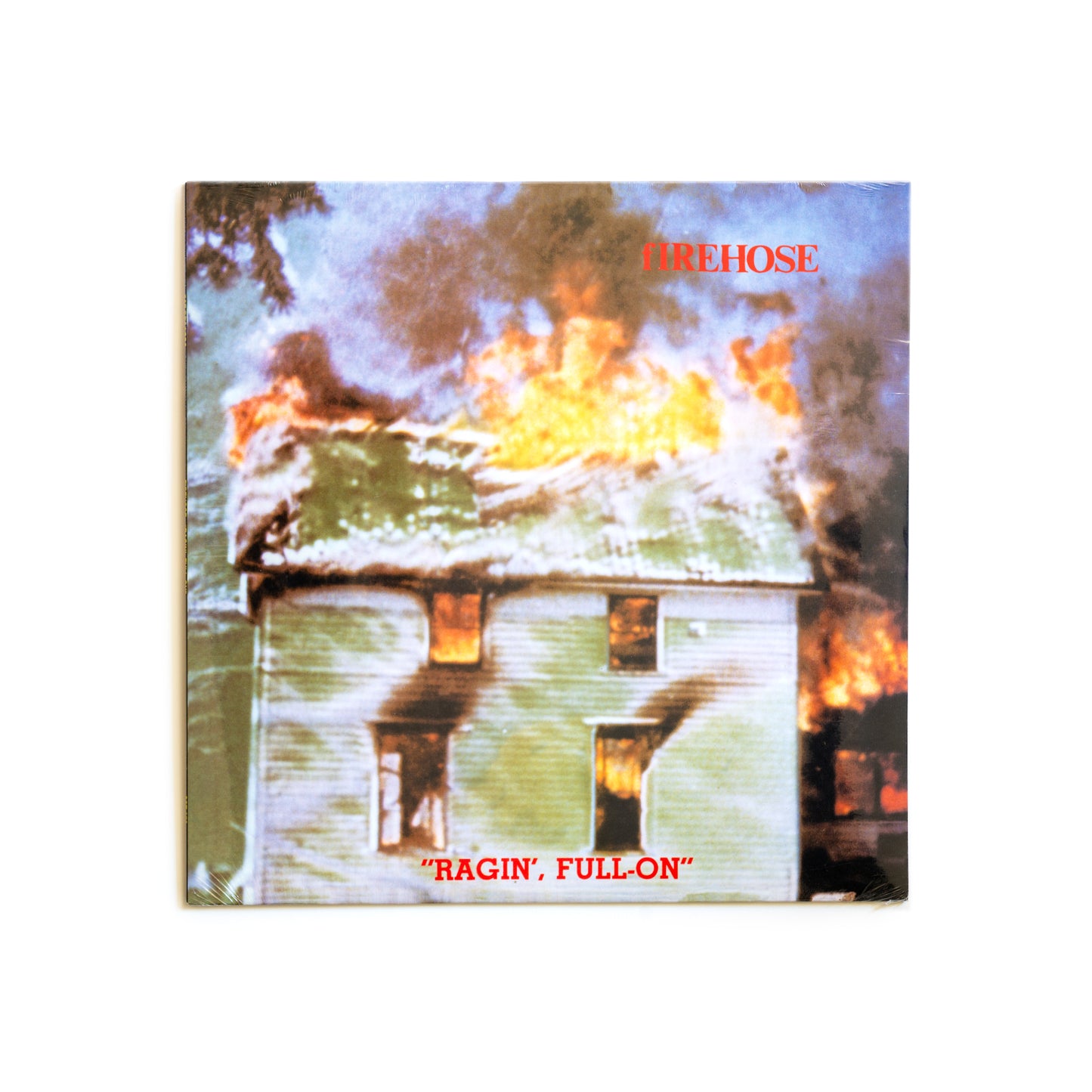 Album cover of fIREHOSE Ragin' Full-On. An image of a house on fire.