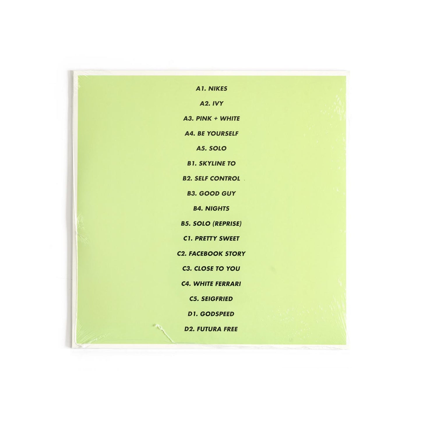 Tracklist and credits from Frank Ocean’s Blond deluxe unofficial black vinyl release. Includes bonus tracks, deluxe packaging, and a clean gatefold layout inspired by the original release.