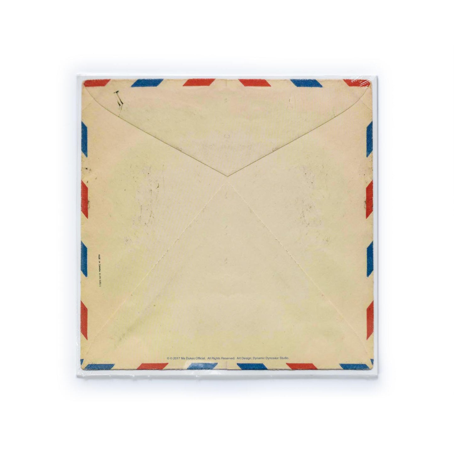 Back cover of J Dilla – Motor City vinyl LP designed to look like the back on an envelope.