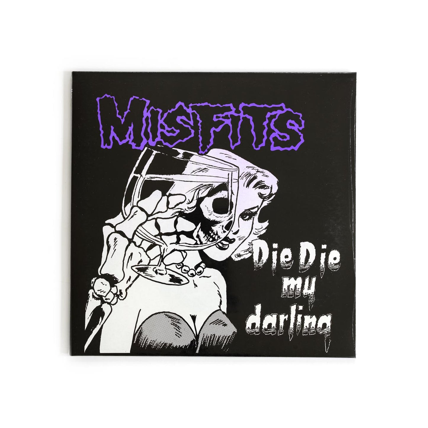 Misfits – Die Die My Darling 12-inch vinyl front cover with black-and-purple artwork featuring the Misfits logo and skull imagery.