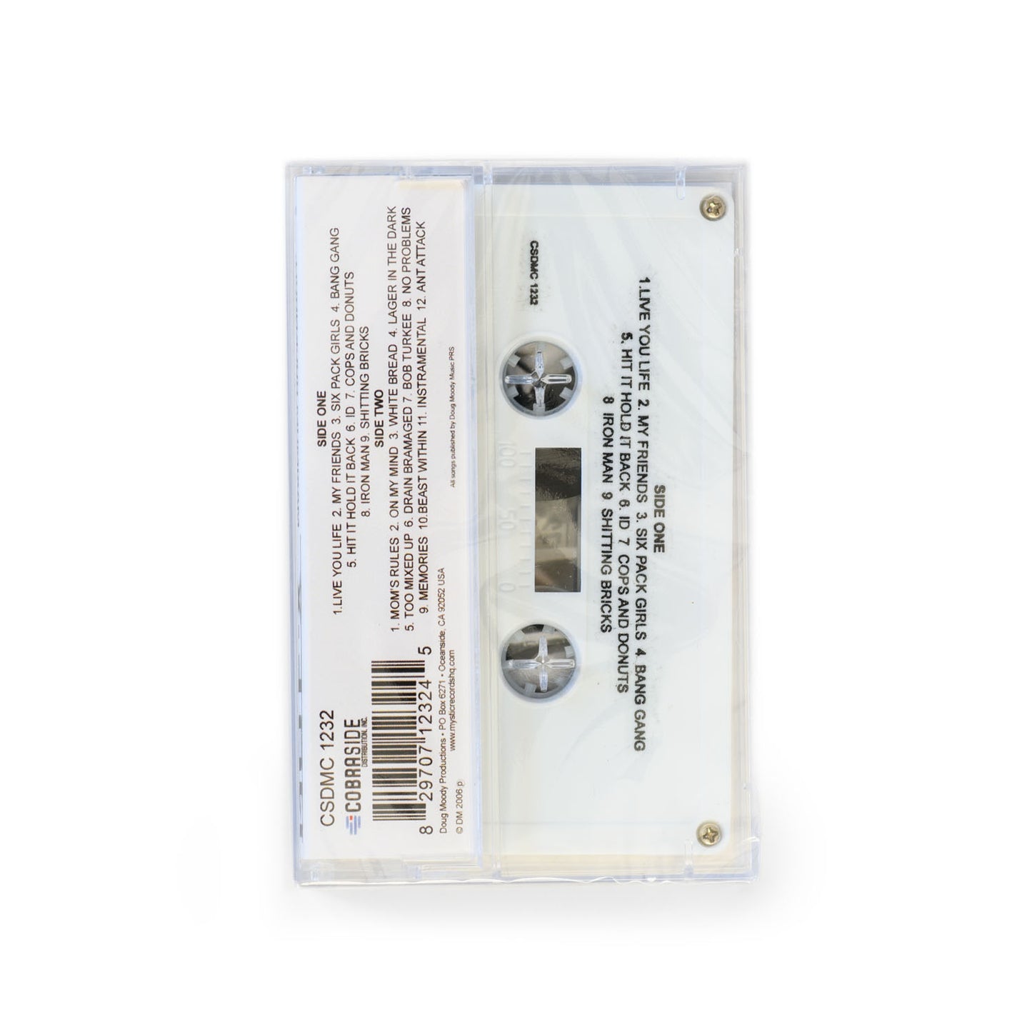 Back cover of NOFX Maximumrocknroll with track listing and Cobraside logo and catalog number: CSDMC 1232.