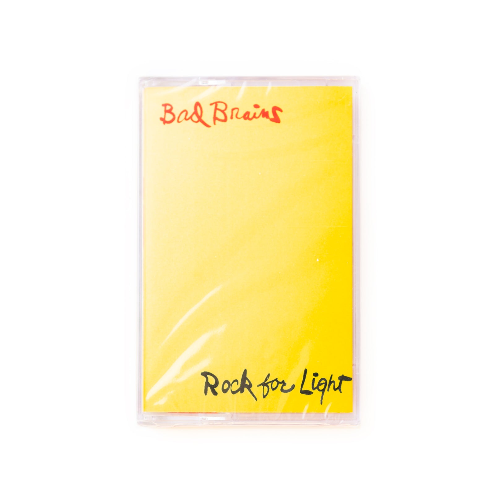 Bad Brains Rock for Light cassette front cover featuring bold album title and iconic black-and-white image of the band in action.