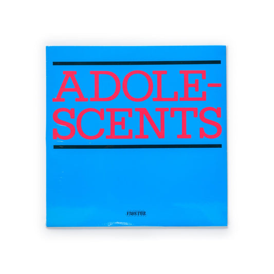 Adolescents self-titled album cover featuring iconic artwork with a minimal aesthetic. Black vinyl reissue on Frontier Records.