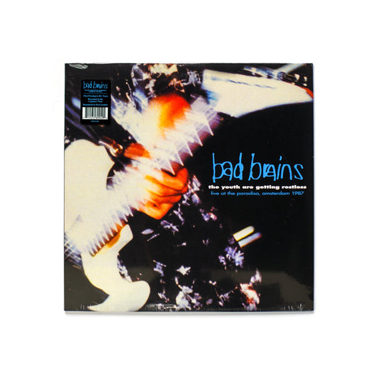 Bad Brains The Youth Are Getting Restless front cover with a stylized band logo and photo from the 1987 Amsterdam live performance.