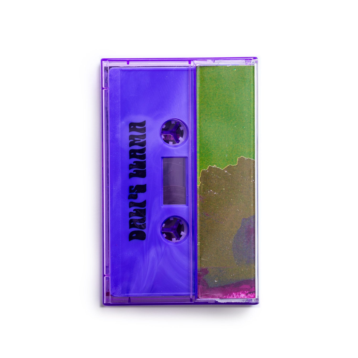 Dali's Llama Full On Dunes cassette tape with purple casing and green label on a white background
