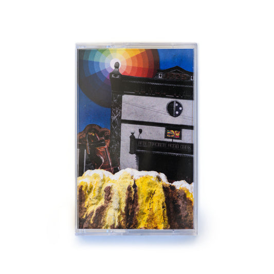 Front cover of Dead Meadow The Nothing They Need cassette reissue featuring abstract collage art. 