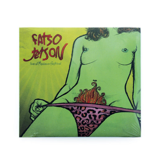 Fatso Jetson – Live at Maximum Festival CD front cover featuring bold typography and gritty design; captures the raw, psychedelic desert rock vibe of this live performance recorded at Italy’s Maximum Festival.
