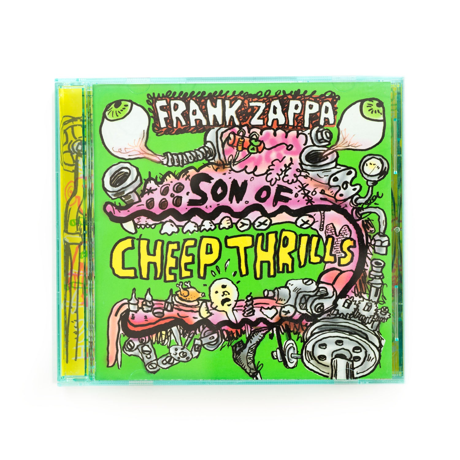 Cover of Frank Zappa Son of Cheap Thrills CD. Green and yellow illustration. 