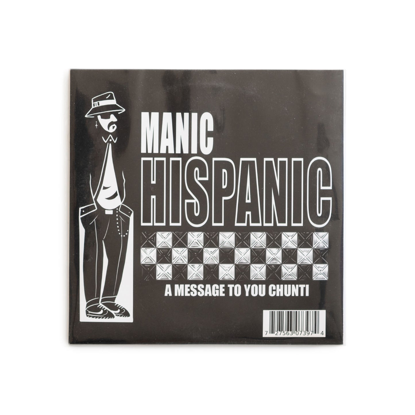 Album cover with 'Manic Hispanic' and a stylized figure on a black background