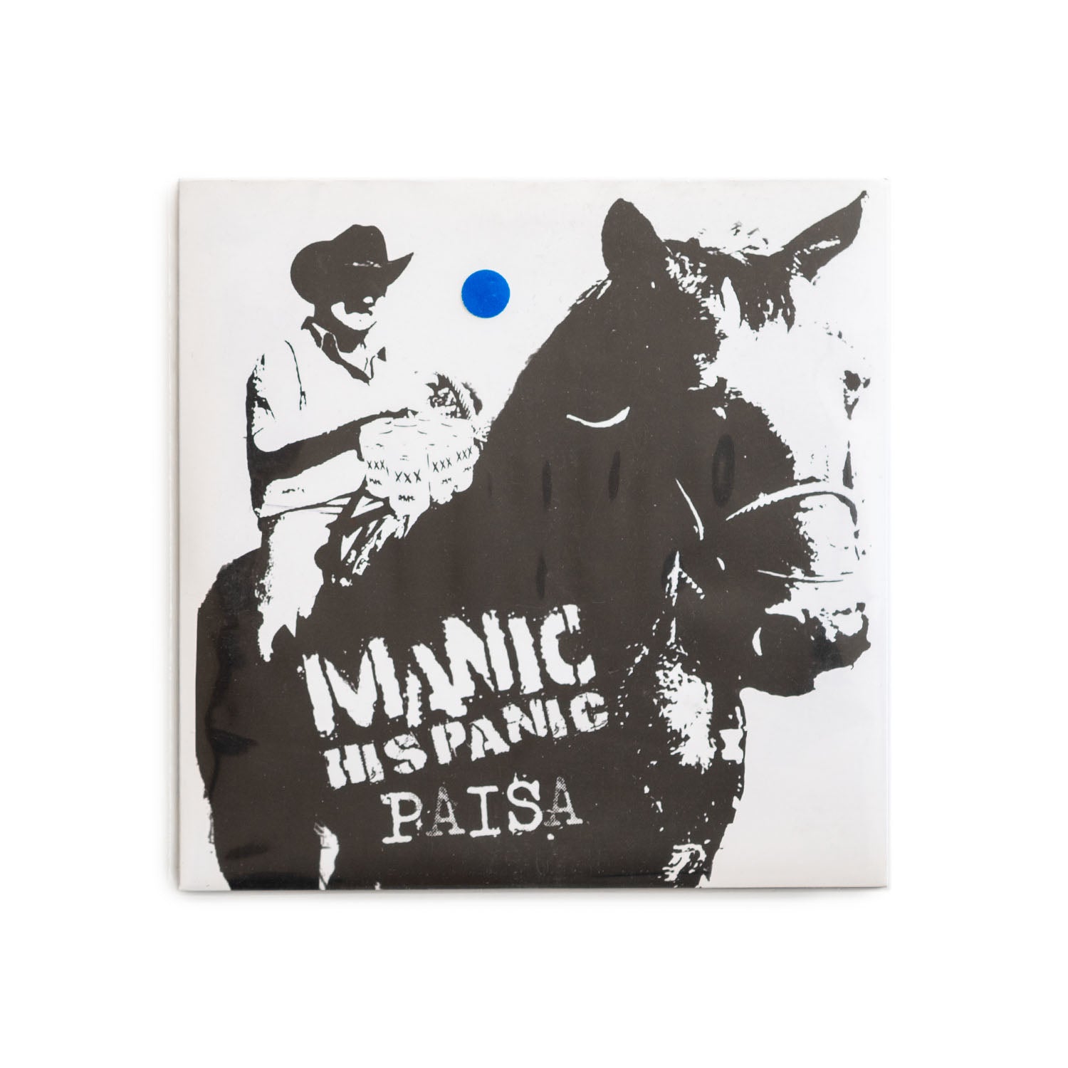 Album cover with a person on a horse and 'Manic Hispanic Paisa' text