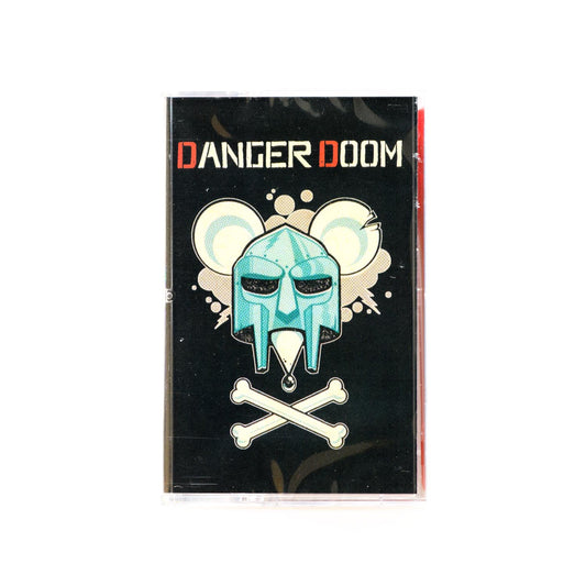 Cassette cover of Danger Doom – The Mouse and The Mask featuring the artwork with MF DOOM mask and cartoon characters.