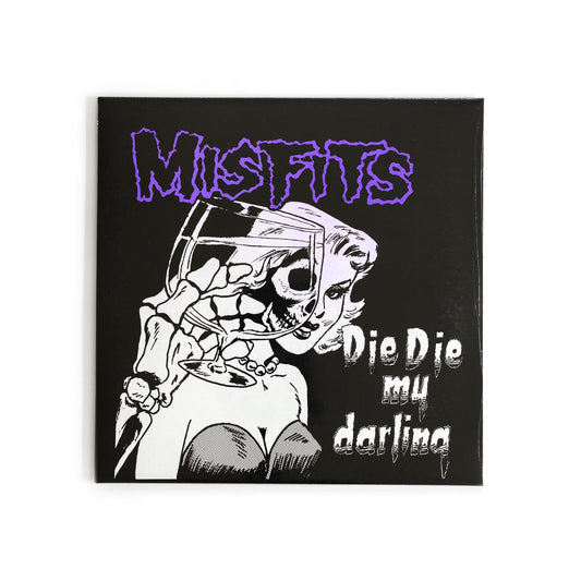 Misfits – Die Die My Darling 12-inch vinyl front cover with black-and-purple artwork featuring the Misfits logo and skull imagery.
