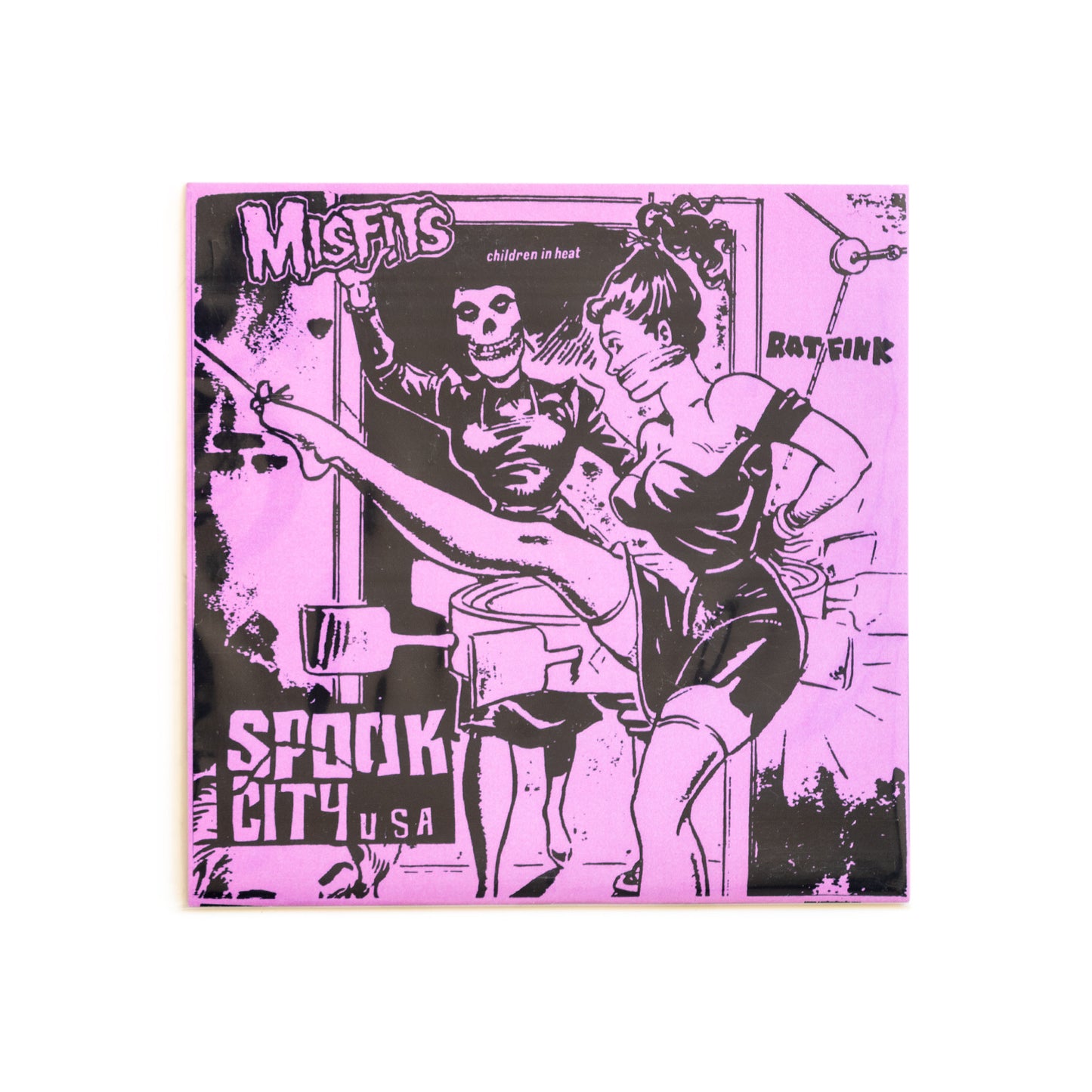 Misfits Spook City USA cover with black illustration and pink background