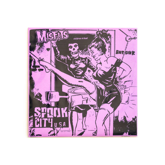 Misfits Spook City USA cover with black illustration and pink background