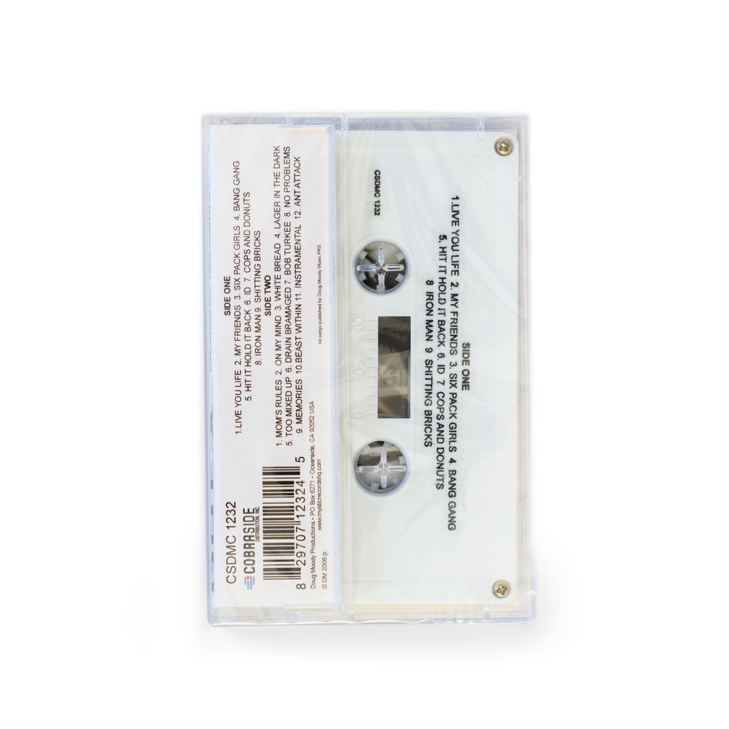 Back cover of NOFX Maximumrocknroll with track listing and Cobraside logo and catalog number: CSDMC 1232.