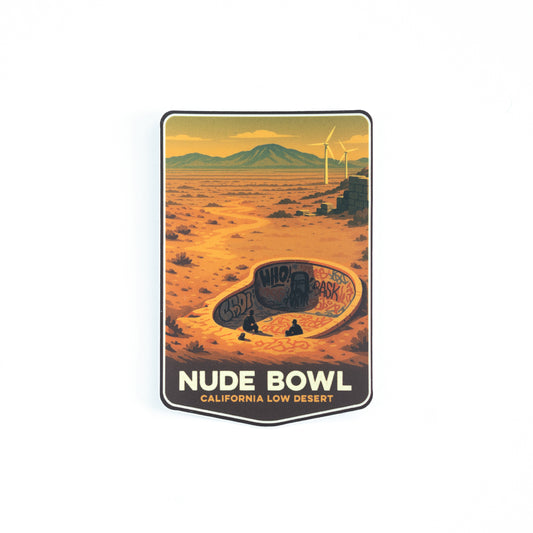 Sticker with an illustration of the iconic skateboard spot done in the style of a National Park sticker. 