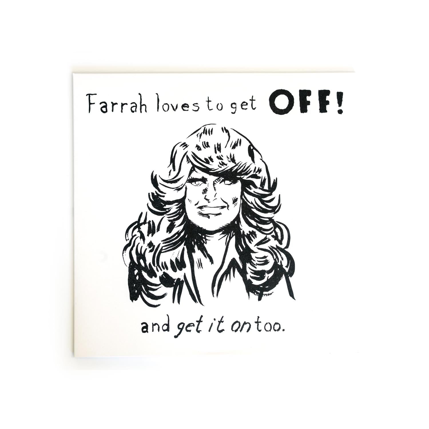 Cover of Off! Live at the 9:30 Club on white vinyl. Featuring a drawing of Farrah Fawcett by Raymond Pettibon. 