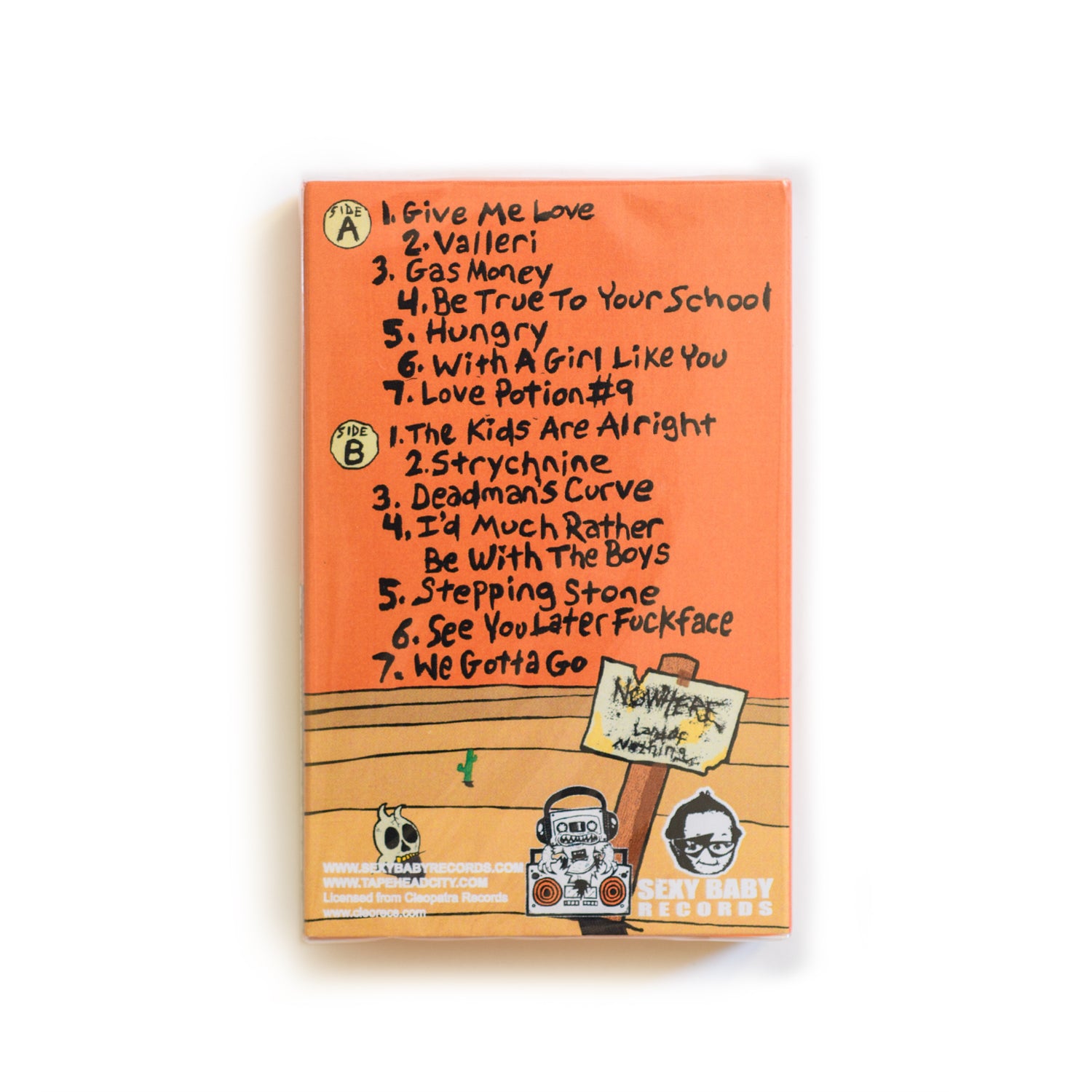 The Queers Reverberation back cover with tracklist on an orange background